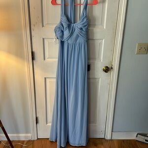 Lulu’s sensational moment blue pleated maxi dress new with tags